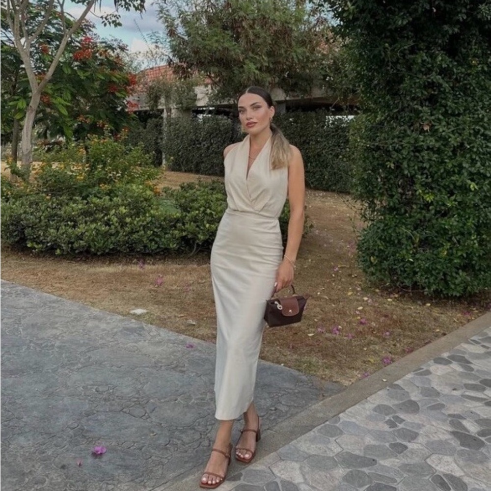 Zara Cream Halter Dress, size M